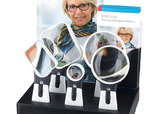 Display en carton avec 5 loupes 4500K